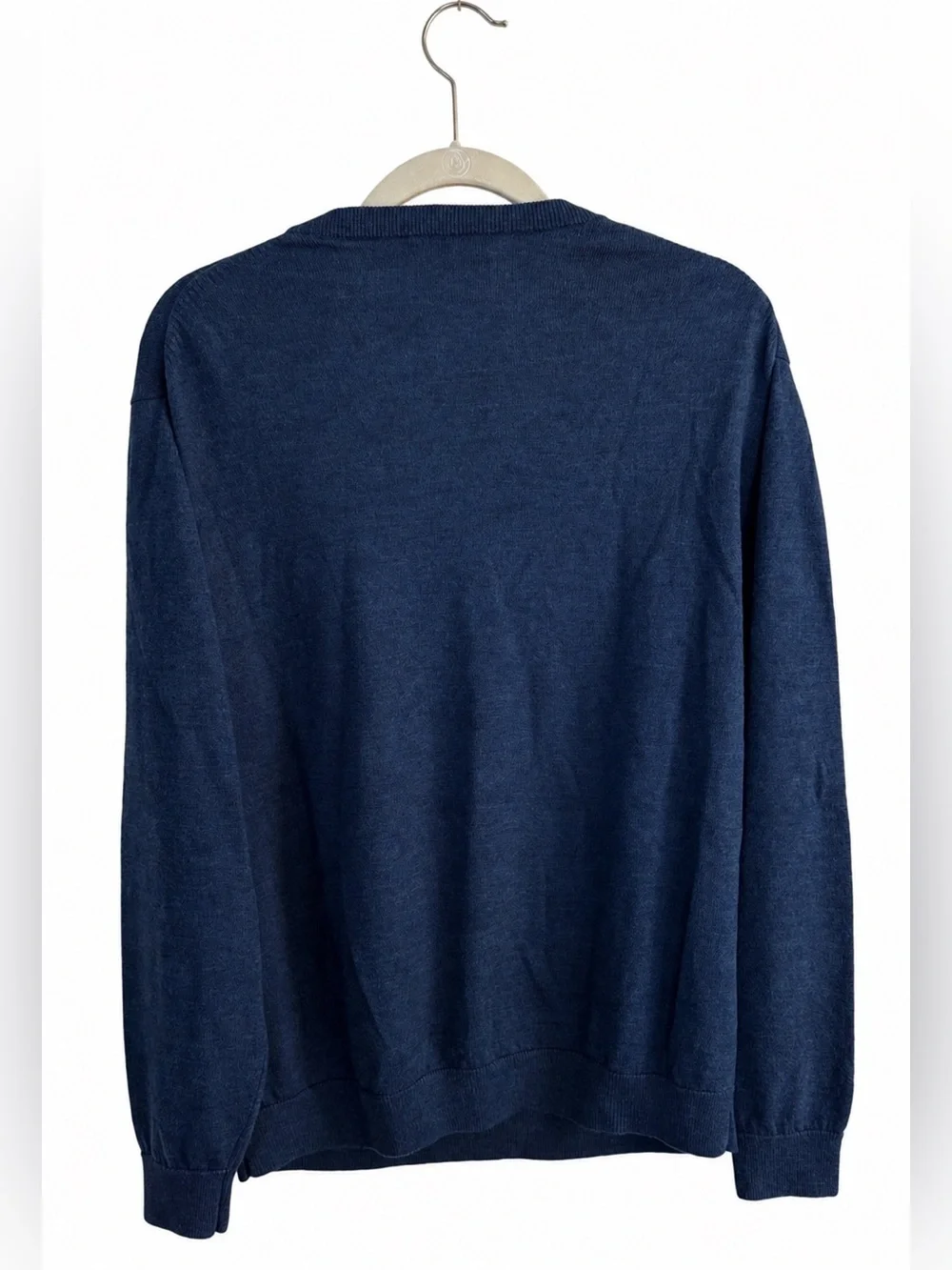 Hart Schaffner Marx 100% Extra Fine Merino Wool V-Neck Sweater Navy Blue - L